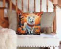 American Eskimo Throw Pillow Machine Washable, Indoor Outdoor Decorative Pillow for Couch, Bed or Patio, 14Hx14W - Fall