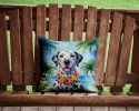 Dalmatian Throw Pillow Machine Washable, Indoor Outdoor Decorative Pillow for Couch, Bed or Patio, 14Hx14W - Luau