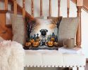 Fawn Pug Throw Pillow Machine Washable, Indoor Outdoor Decorative Pillow for Couch, Bed or Patio, 14Hx14W - Spooky Halloween