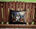 Bearded Collie Throw Pillow Machine Washable, Indoor Outdoor Decorative Pillow for Couch, Bed or Patio, 14Hx14W - Spooky Halloween