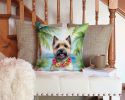 Cairn Terrier Throw Pillow Machine Washable, Indoor Outdoor Decorative Pillow for Couch, Bed or Patio, 14Hx14W - Luau