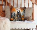 Afghan Hound Throw Pillow Machine Washable, Indoor Outdoor Decorative Pillow for Couch, Bed or Patio, 14Hx14W - Spooky Halloween