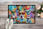 Boxer Doormat 18H X 27W - Hippie Dawg Indoor Outdoor Rugs for Entryway, Non Slip