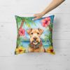 Lakeland Terrier Throw Pillow Machine Washable, Indoor Outdoor Decorative Pillow for Couch, Bed or Patio, 18Hx18W - Luau