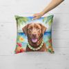 Chesapeake Bay Retriever Throw Pillow Machine Washable, Indoor Outdoor Decorative Pillow for Couch, Bed or Patio, 18Hx18W - Luau