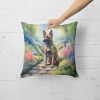 Belgian Malinois Throw Pillow Machine Washable, Indoor Outdoor Decorative Pillow for Couch, Bed or Patio, 18Hx18W - Spring Garden