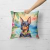 Miniature Pinscher Throw Pillow Machine Washable, Indoor Outdoor Decorative Pillow for Couch, Bed or Patio, 18Hx18W - Luau