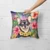 Chihuahua Throw Pillow Machine Washable, Indoor Outdoor Decorative Pillow for Couch, Bed or Patio, 18Hx18W - Luau