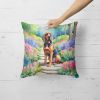 Bloodhound Throw Pillow Machine Washable, Indoor Outdoor Decorative Pillow for Couch, Bed or Patio, 18Hx18W - Spring Path