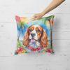 Cavalier Spaniel Throw Pillow Machine Washable, Indoor Outdoor Decorative Pillow for Couch, Bed or Patio, 18Hx18W - Luau