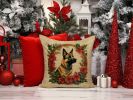 Belgian Malinois Throw Pillow Machine Washable, Indoor Outdoor Decorative Pillow for Couch, Bed or Patio, 18Hx18W - Christmas Flowers