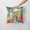 Pit Bull Terrier Throw Pillow Machine Washable, Indoor Outdoor Decorative Pillow for Couch, Bed or Patio, 18Hx18W - Luau