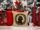 Poodle Throw Pillow Machine Washable, Indoor Outdoor Decorative Pillow for Couch, Bed or Patio, 18Hx18W - Christmas Flowers