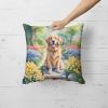 Golden Retriever Throw Pillow Machine Washable, Indoor Outdoor Decorative Pillow for Couch, Bed or Patio, 18Hx18W - Spring Path