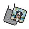 Bernese Mountain Dog Luau Pair of Pot Holders Kitchen Heat Resistant Pot Holders Sets Oven Hot Pads for Cooking Baking BBQ, 7 1/2 x 7 1/2