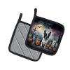 Boston Terrier Spooky Halloween Pair of Pot Holders Kitchen Heat Resistant Pot Holders Sets Oven Hot Pads for Cooking Baking BBQ, 7 1/2 x 7 1/2