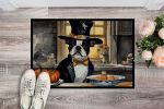 Boston Terrier Doormat 24H X 36W - Fall Pumpkins Indoor Outdoor Rugs for Entryway, Non Slip