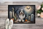 Bearded Collie Doormat 24H X 36W - Spooky Halloween Indoor Outdoor Rugs for Entryway, Non Slip