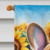 French Bulldog in Sunflowers House Flag Large Porch Sleeve Pole Decorative Outside Yard Banner Artwork Wall Hanging, Polyester, House Size, Multicolor
