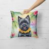 Cairn Terrier Throw Pillow Machine Washable, Indoor Outdoor Decorative Pillow for Couch, Bed or Patio, 18Hx18W - Luau