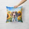Pointer Throw Pillow Machine Washable, Indoor Outdoor Decorative Pillow for Couch, Bed or Patio, 18Hx18W - Sunflowers