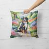 Bernese Mountain Dog Throw Pillow Machine Washable, Indoor Outdoor Decorative Pillow for Couch, Bed or Patio, 18Hx18W - Spring Path