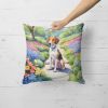 American Foxhound Throw Pillow Machine Washable, Indoor Outdoor Decorative Pillow for Couch, Bed or Patio, 18Hx18W - Spring Garden