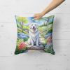 Great Pyrenees Throw Pillow Machine Washable, Indoor Outdoor Decorative Pillow for Couch, Bed or Patio, 18Hx18W - Spring Path