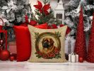 Leonberger Throw Pillow Machine Washable, Indoor Outdoor Decorative Pillow for Couch, Bed or Patio, 18Hx18W - Christmas Flowers