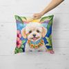 Maltipoo Throw Pillow Machine Washable, Indoor Outdoor Decorative Pillow for Couch, Bed or Patio, 18Hx18W - Luau
