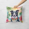 Border Collie Throw Pillow Machine Washable, Indoor Outdoor Decorative Pillow for Couch, Bed or Patio, 18Hx18W - Luau