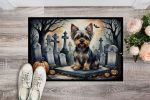 Yorkshire Terrier Doormat 24H X 36W - Spooky Halloween Indoor Outdoor Rugs for Entryway, Non Slip