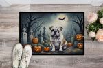English Bulldog Doormat 24H X 36W - Spooky Halloween Indoor Outdoor Rugs for Entryway, Non Slip