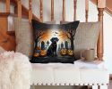Black Labrador Retriever Throw Pillow Machine Washable, Indoor Outdoor Decorative Pillow for Couch, Bed or Patio, 14Hx14W - Spooky Halloween