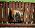 Afghan Hound Throw Pillow Machine Washable, Indoor Outdoor Decorative Pillow for Couch, Bed or Patio, 14Hx14W - Spooky Halloween