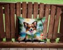 Papillon Throw Pillow Machine Washable, Indoor Outdoor Decorative Pillow for Couch, Bed or Patio, 14Hx14W - Luau