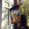 Golden Retriever Spooky Halloween House Flag Large Porch Sleeve Pole Decorative Outside Yard Banner Artwork Wall Hanging, Polyester, House Size