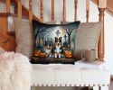 Sheltie Throw Pillow Machine Washable, Indoor Outdoor Decorative Pillow for Couch, Bed or Patio, 14Hx14W - Spooky Halloween