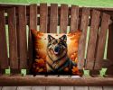 Belgian Tervuren Throw Pillow Machine Washable, Indoor Outdoor Decorative Pillow for Couch, Bed or Patio, 14Hx14W - Fall