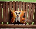 Jack Russell Terrier Throw Pillow Machine Washable, Indoor Outdoor Decorative Pillow for Couch, Bed or Patio, 14Hx14W - Fall