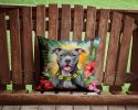 Pit Bull Terrier Throw Pillow Machine Washable, Indoor Outdoor Decorative Pillow for Couch, Bed or Patio, 14Hx14W - Luau