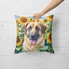 Anatolian Shepherd Throw Pillow Machine Washable, Indoor Outdoor Decorative Pillow for Couch, Bed or Patio, 18Hx18W - Sunflowers