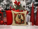 Belgian Tervuren Throw Pillow Machine Washable, Indoor Outdoor Decorative Pillow for Couch, Bed or Patio, 18Hx18W - Christmas Flowers