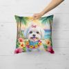 Maltese Throw Pillow Machine Washable, Indoor Outdoor Decorative Pillow for Couch, Bed or Patio, 18Hx18W - Luau
