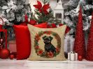 Affenpinscher Throw Pillow Machine Washable, Indoor Outdoor Decorative Pillow for Couch, Bed or Patio, 18Hx18W - Christmas Flowers