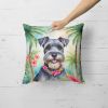 Schnauzer Throw Pillow Machine Washable, Indoor Outdoor Decorative Pillow for Couch, Bed or Patio, 18Hx18W - Luau