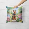 Welsh Terrier Throw Pillow Machine Washable, Indoor Outdoor Decorative Pillow for Couch, Bed or Patio, 18Hx18W - Spring Path