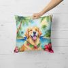 Golden Retriever Throw Pillow Machine Washable, Indoor Outdoor Decorative Pillow for Couch, Bed or Patio, 18Hx18W - Luau
