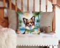 Papillon Throw Pillow Machine Washable, Indoor Outdoor Decorative Pillow for Couch, Bed or Patio, 14Hx14W - Luau