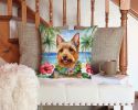 Australian Terrier Throw Pillow Machine Washable, Indoor Outdoor Decorative Pillow for Couch, Bed or Patio, 14Hx14W - Luau